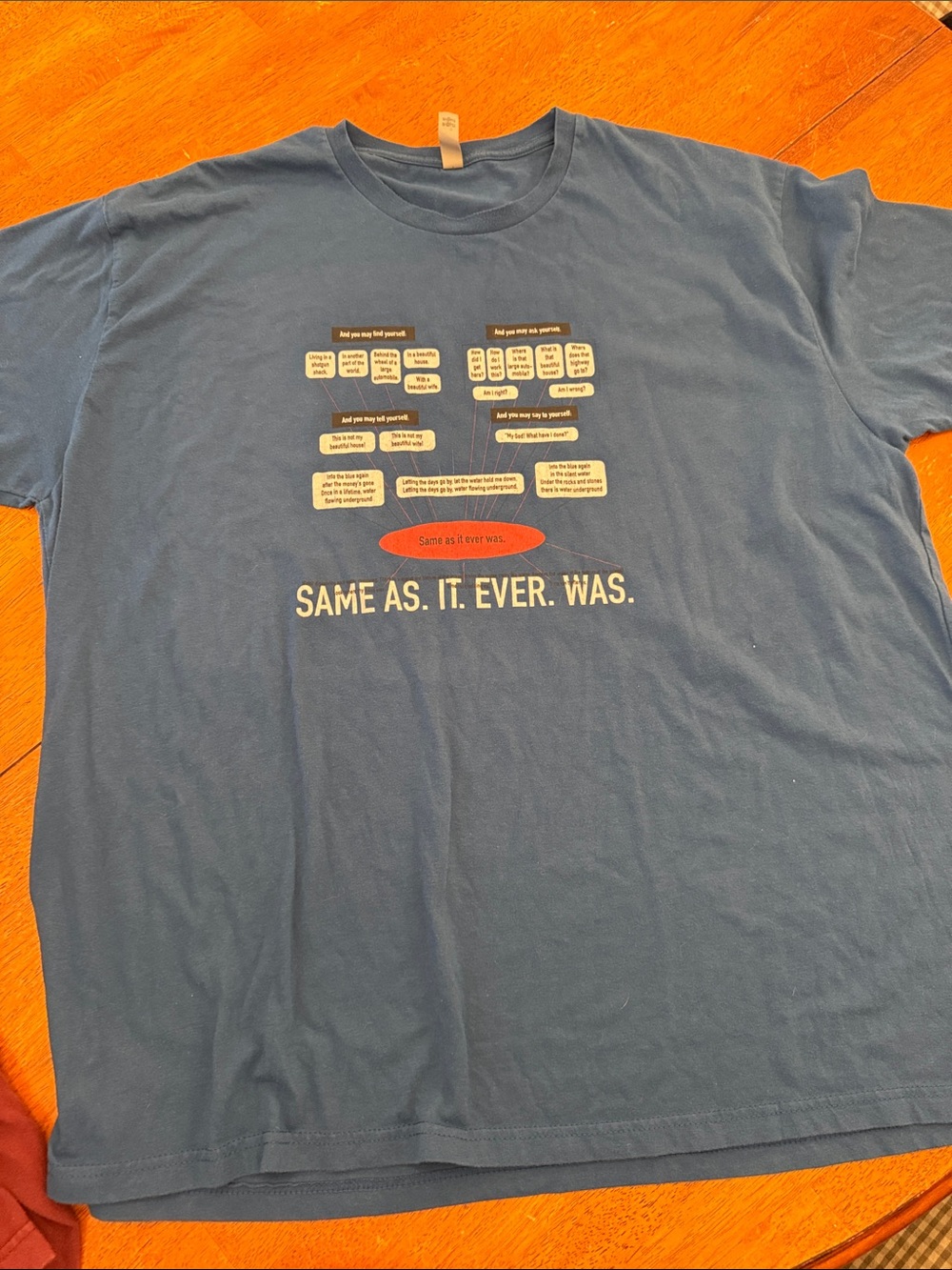 Music Legs Blue Graphic Tee with White & Red Print xxxl Talking Heads